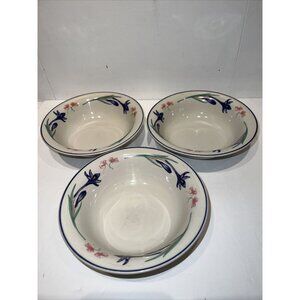 Lot Of 3 Forever Spring‎ Stoneware Cereal Soup Fruit Dessert Bowl